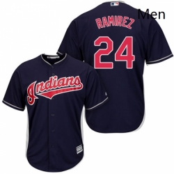 Mens Majestic Cleveland Indians 24 Manny Ramirez Replica Navy Blue Alternate 1 Cool Base MLB Jersey