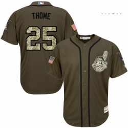 Mens Majestic Cleveland Indians 25 Jim Thome Replica Green Salute to Service MLB Jersey