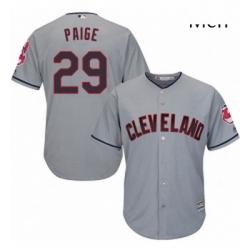 Mens Majestic Cleveland Indians 29 Satchel Paige Replica Grey Road Cool Base MLB Jersey