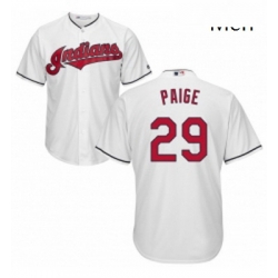 Mens Majestic Cleveland Indians 29 Satchel Paige Replica White Home Cool Base MLB Jersey