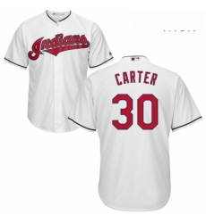 Mens Majestic Cleveland Indians 30 Joe Carter Replica White Home Cool Base MLB Jersey