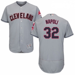 Mens Majestic Cleveland Indians 32 Mike Napoli Grey Road Flex Base Authentic Collection MLB Jersey