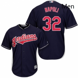 Mens Majestic Cleveland Indians 32 Mike Napoli Replica Navy Blue Alternate 1 Cool Base MLB Jersey 