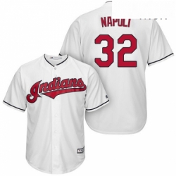 Mens Majestic Cleveland Indians 32 Mike Napoli Replica White Home Cool Base MLB Jersey 