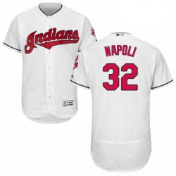 Mens Majestic Cleveland Indians 32 Mike Napoli White Home Flex Base Authentic Collection MLB Jersey