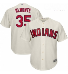 Mens Majestic Cleveland Indians 35 Abraham Almonte Replica Cream Alternate 2 Cool Base MLB Jersey