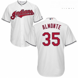 Mens Majestic Cleveland Indians 35 Abraham Almonte Replica White Home Cool Base MLB Jersey