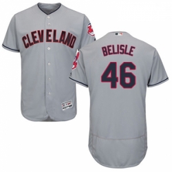 Mens Majestic Cleveland Indians 46 Matt Belisle Grey Road Flex Base Authentic Collection MLB Jersey