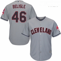 Mens Majestic Cleveland Indians 46 Matt Belisle Replica Grey Road Cool Base MLB Jersey 