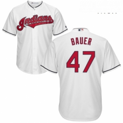 Mens Majestic Cleveland Indians 47 Trevor Bauer Replica White Home Cool Base MLB Jersey
