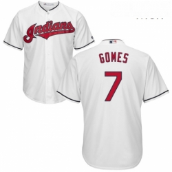 Mens Majestic Cleveland Indians 7 Yan Gomes Replica White Home Cool Base MLB Jersey