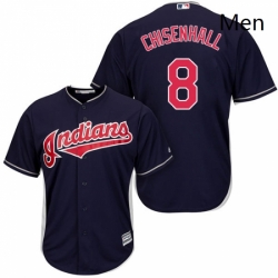 Mens Majestic Cleveland Indians 8 Lonnie Chisenhall Replica Navy Blue Alternate 1 Cool Base MLB Jersey