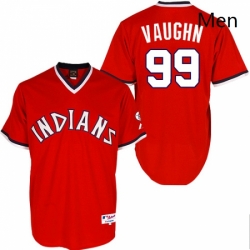 Mens Majestic Cleveland Indians 99 Ricky Vaughn Replica Red 1974 Turn Back The Clock MLB Jersey