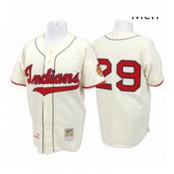 Mens Mitchell and Ness Cleveland Indians 29 Satchel Paige Authentic Cream Throwback MLB Jersey