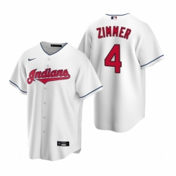 Mens Nike Cleveland Indians 4 Bradley Zimmer White Home Stitched Baseball Jersey