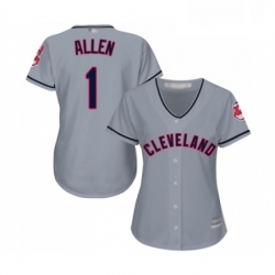 Womens Cleveland Indians 1 Greg Allen Replica Grey Road Cool Base Baseball Jersey 
