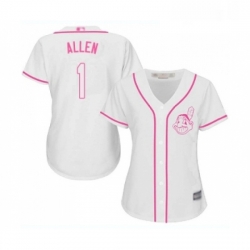 Womens Cleveland Indians 1 Greg Allen Replica White Fashion Cool Base Baseball Jersey 