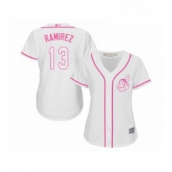 Womens Cleveland Indians 13 Hanley Ramirez Replica White Fashion Cool Base Baseball Jersey 