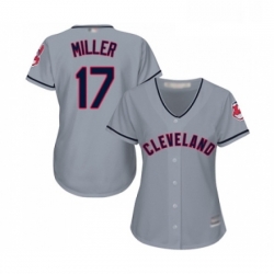 Womens Cleveland Indians 17 Brad Miller Replica Grey Road Cool Base Baseball Jersey 