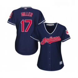Womens Cleveland Indians 17 Brad Miller Replica Navy Blue Alternate 1 Cool Base Baseball Jersey 