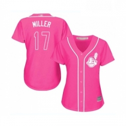 Womens Cleveland Indians 17 Brad Miller Replica Pink Fashion Cool Base Baseball Jersey 