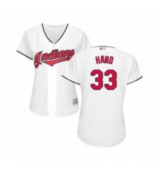 Womens Cleveland Indians 33 Brad Hand Replica White Home Cool Base Baseball Jersey 
