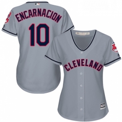 Womens Majestic Cleveland Indians 10 Edwin Encarnacion Authentic Grey Road Cool Base MLB Jersey