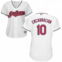 Womens Majestic Cleveland Indians 10 Edwin Encarnacion Authentic White Home Cool Base MLB Jersey