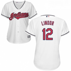Womens Majestic Cleveland Indians 12 Francisco Lindor Authentic White Home Cool Base MLB Jersey