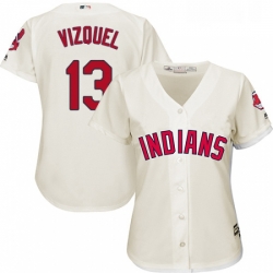 Womens Majestic Cleveland Indians 13 Omar Vizquel Authentic Cream Alternate 2 Cool Base MLB Jersey 