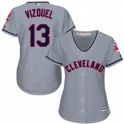 Womens Majestic Cleveland Indians 13 Omar Vizquel Replica Grey Road Cool Base MLB Jersey 