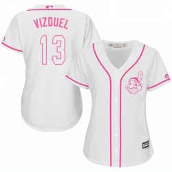 Womens Majestic Cleveland Indians 13 Omar Vizquel Replica White Fashion Cool Base MLB Jersey 