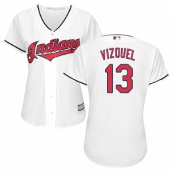 Womens Majestic Cleveland Indians 13 Omar Vizquel Replica White Home Cool Base MLB Jersey 