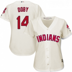 Womens Majestic Cleveland Indians 14 Larry Doby Authentic Cream Alternate 2 Cool Base MLB Jersey