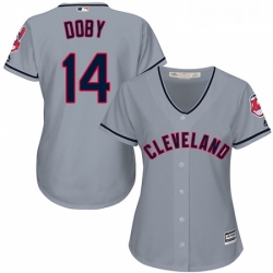 Womens Majestic Cleveland Indians 14 Larry Doby Authentic Grey Road Cool Base MLB Jersey