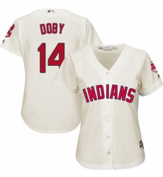 Womens Majestic Cleveland Indians 14 Larry Doby Replica Cream Alternate 2 Cool Base MLB Jersey