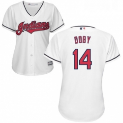 Womens Majestic Cleveland Indians 14 Larry Doby Replica White Home Cool Base MLB Jersey