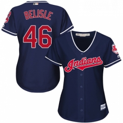Womens Majestic Cleveland Indians 46 Matt Belisle Authentic Navy Blue Alternate 1 Cool Base MLB Jersey 
