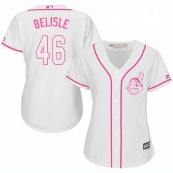 Womens Majestic Cleveland Indians 46 Matt Belisle Authentic White Fashion Cool Base MLB Jersey 