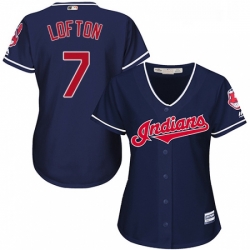Womens Majestic Cleveland Indians 7 Kenny Lofton Authentic Navy Blue Alternate 1 Cool Base MLB Jersey