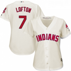 Womens Majestic Cleveland Indians 7 Kenny Lofton Replica Cream Alternate 2 Cool Base MLB Jersey