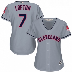 Womens Majestic Cleveland Indians 7 Kenny Lofton Replica Grey Road Cool Base MLB Jersey