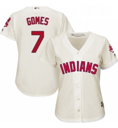 Womens Majestic Cleveland Indians 7 Yan Gomes Authentic Cream Alternate 2 Cool Base MLB Jersey