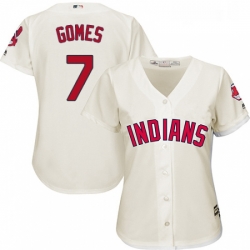 Womens Majestic Cleveland Indians 7 Yan Gomes Authentic Cream Alternate 2 Cool Base MLB Jersey