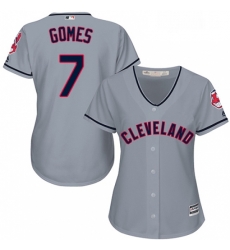 Womens Majestic Cleveland Indians 7 Yan Gomes Replica Grey Road Cool Base MLB Jersey