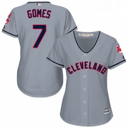 Womens Majestic Cleveland Indians 7 Yan Gomes Replica Grey Road Cool Base MLB Jersey