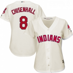 Womens Majestic Cleveland Indians 8 Lonnie Chisenhall Replica Cream Alternate 2 Cool Base MLB Jersey