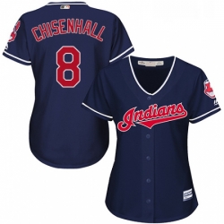 Womens Majestic Cleveland Indians 8 Lonnie Chisenhall Replica Navy Blue Alternate 1 Cool Base MLB Jersey