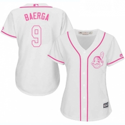 Womens Majestic Cleveland Indians 9 Carlos Baerga Authentic White Fashion Cool Base MLB Jersey 