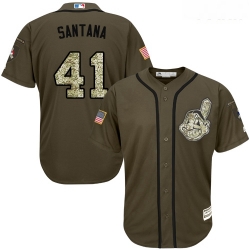 Indians #41 Carlos Santana Green Salute to Service Stitched Youth Baseball Jersey